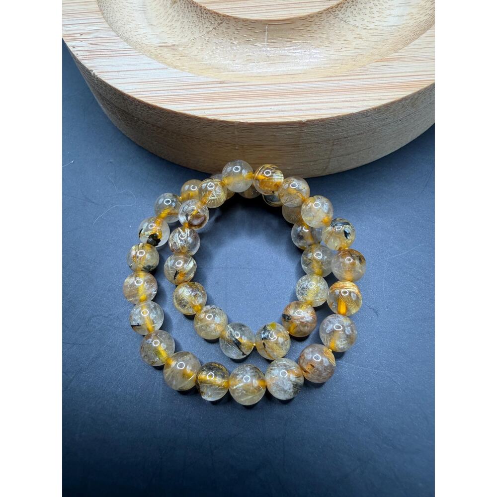 Golden Rutile Quartz with Hematite 4mm Bracelet
